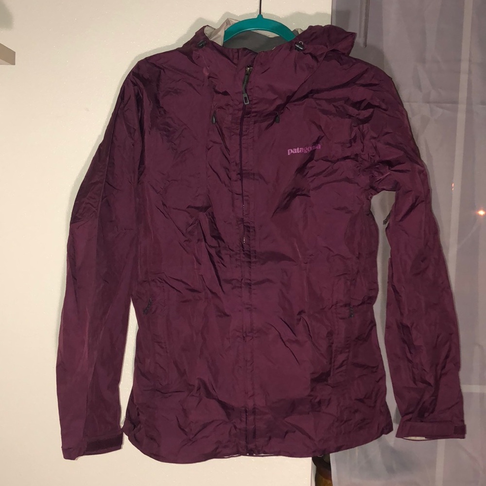 Purple Patagonia rain jacket